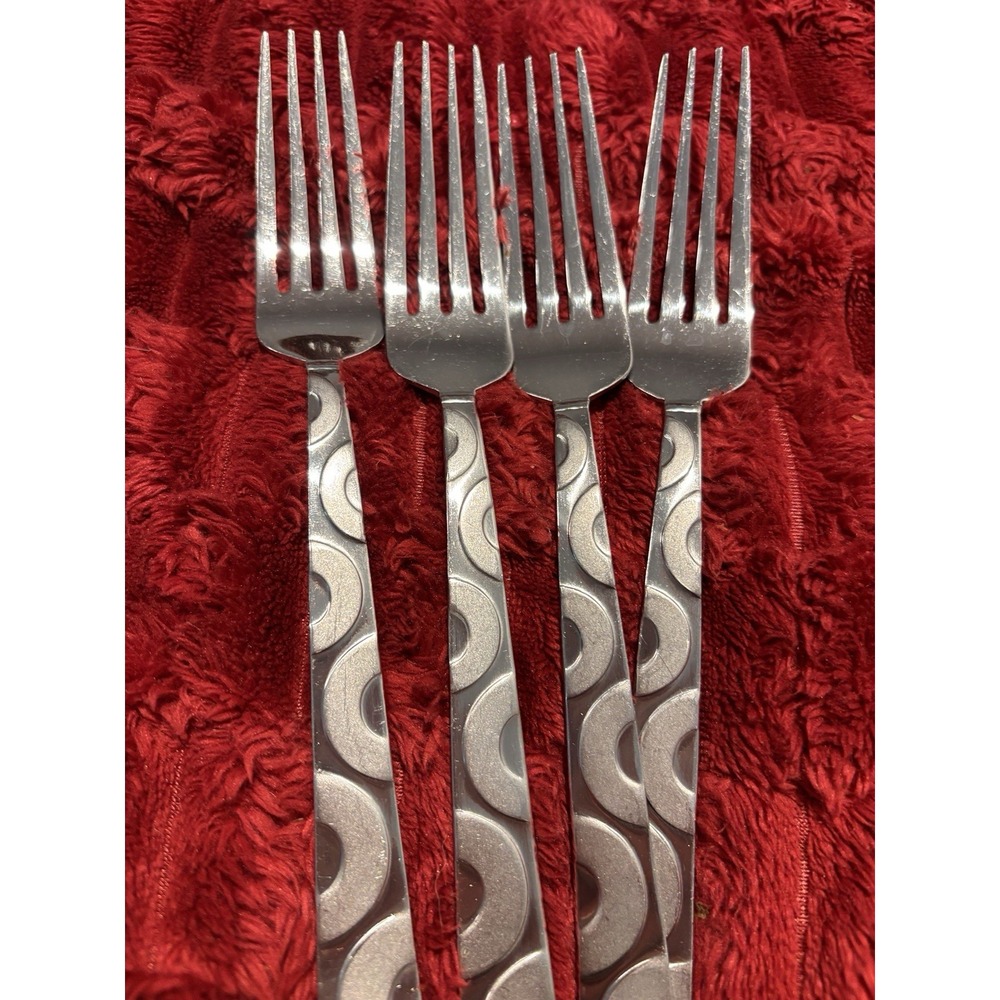 Pfaltzgraff Lot Of 4 Wheels Frost Dinner Forks International Silver 8" Tableware